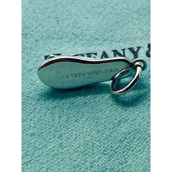 Tiffany & Co. Flip Flop Blue Enamel Pendant Charm Sandal Sterling Silver Pouch
